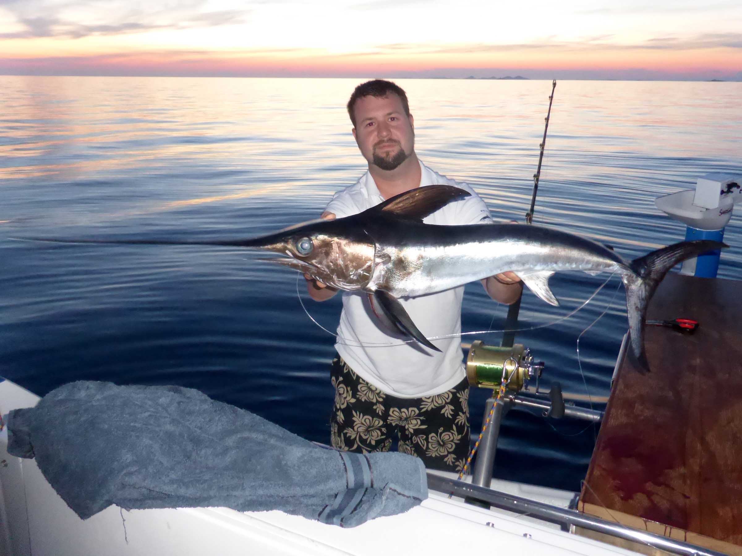 Hochseefischen auf der Adria - Schwertfisch gefangen